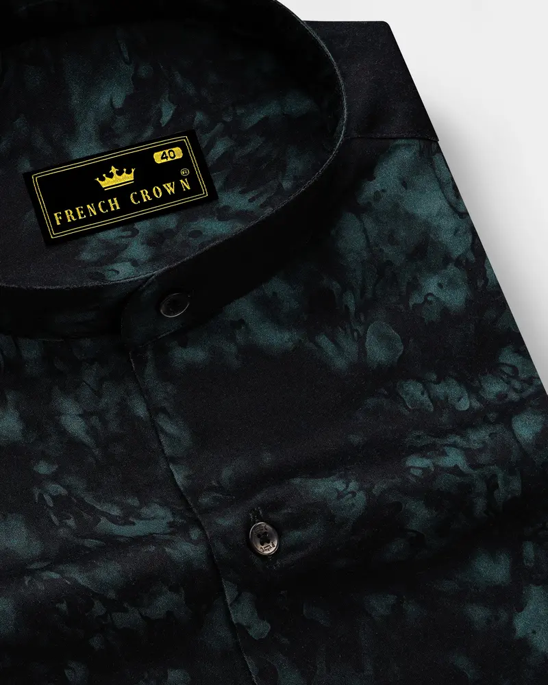 Emerivra-Bunker Black And Timber Green Emerald Smoke Printed Super Soft Premium Cotton Semi Formal Shirt 1