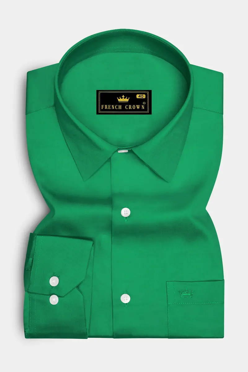 Emeron-Jewel Green Subtle Sheen Super Soft Premium Cotton Dress Shirt 4