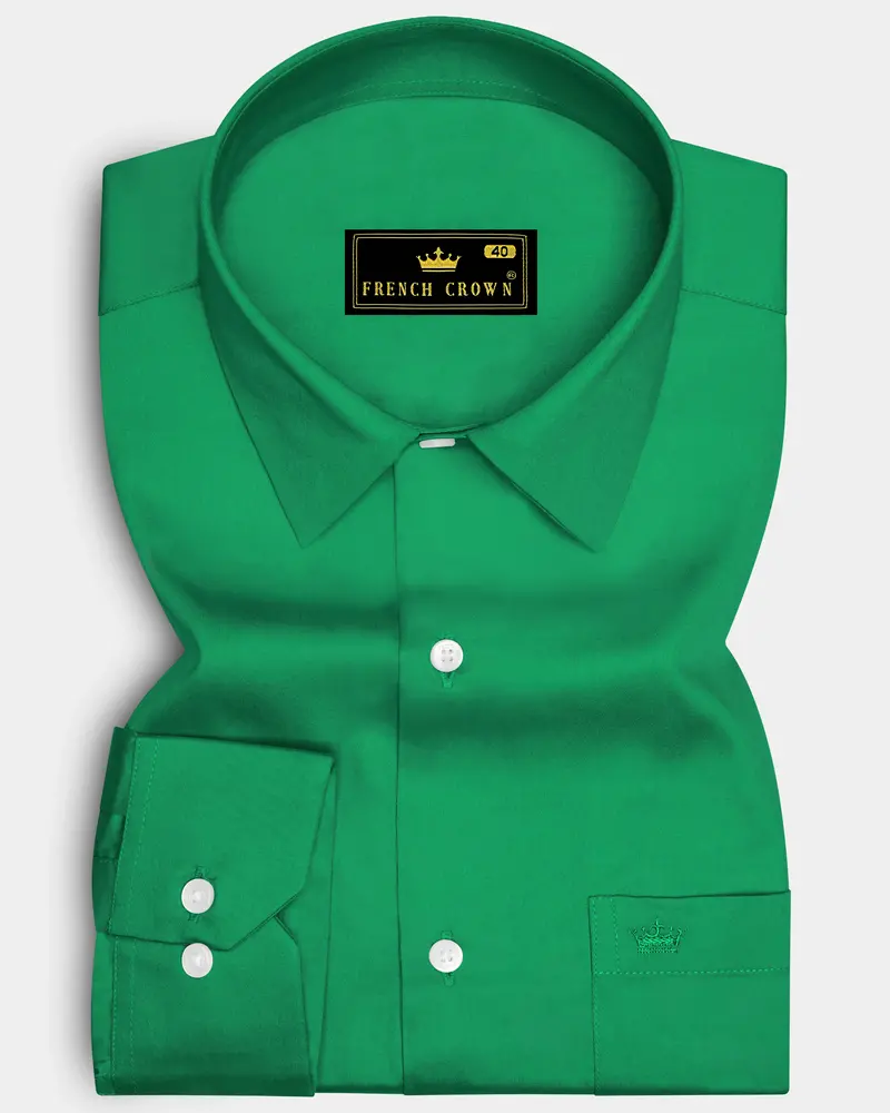 Emeron-Jewel Green Subtle Sheen Super Soft Premium Cotton Dress Shirt 6