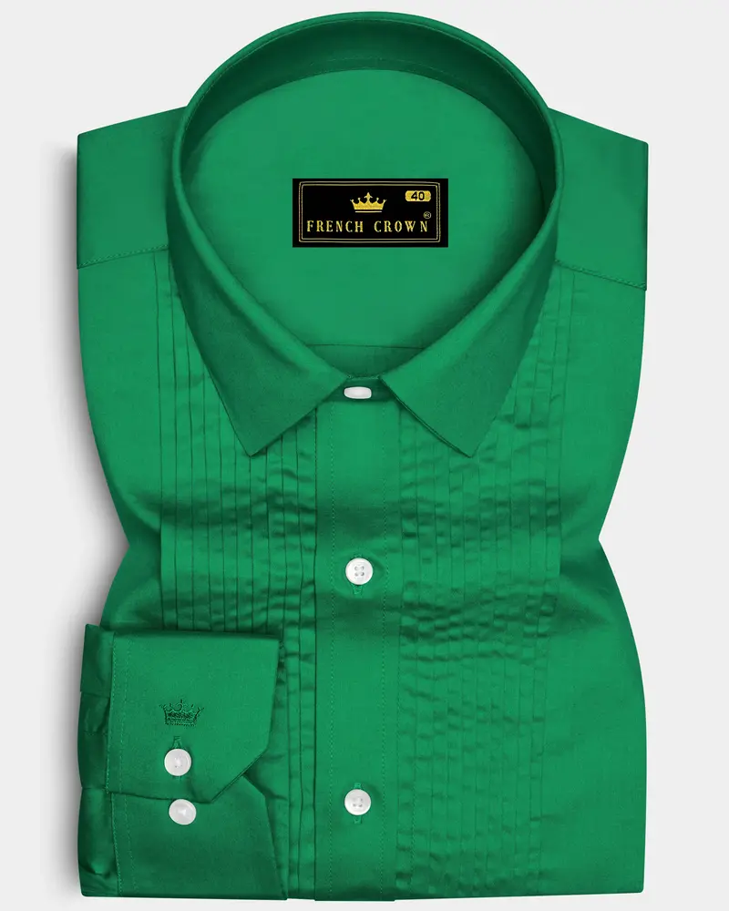 Emeron-Jewel Green Subtle Sheen Super Soft Premium Cotton Tuxedo Dress Shirt 1