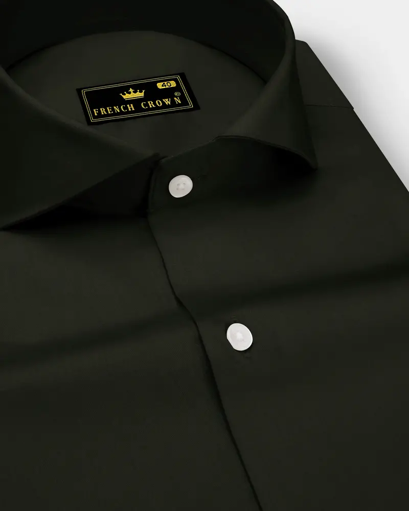 Emeron-Rangoon Green Subtle Sheen Super Soft Premium Cotton Cut Away Collar Dress Shirt 1