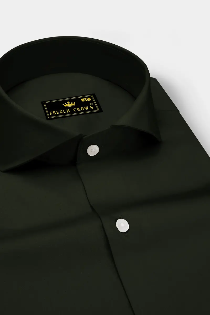Emeron-Rangoon Green Subtle Sheen Super Soft Premium Cotton Cut Away Collar Dress Shirt 2