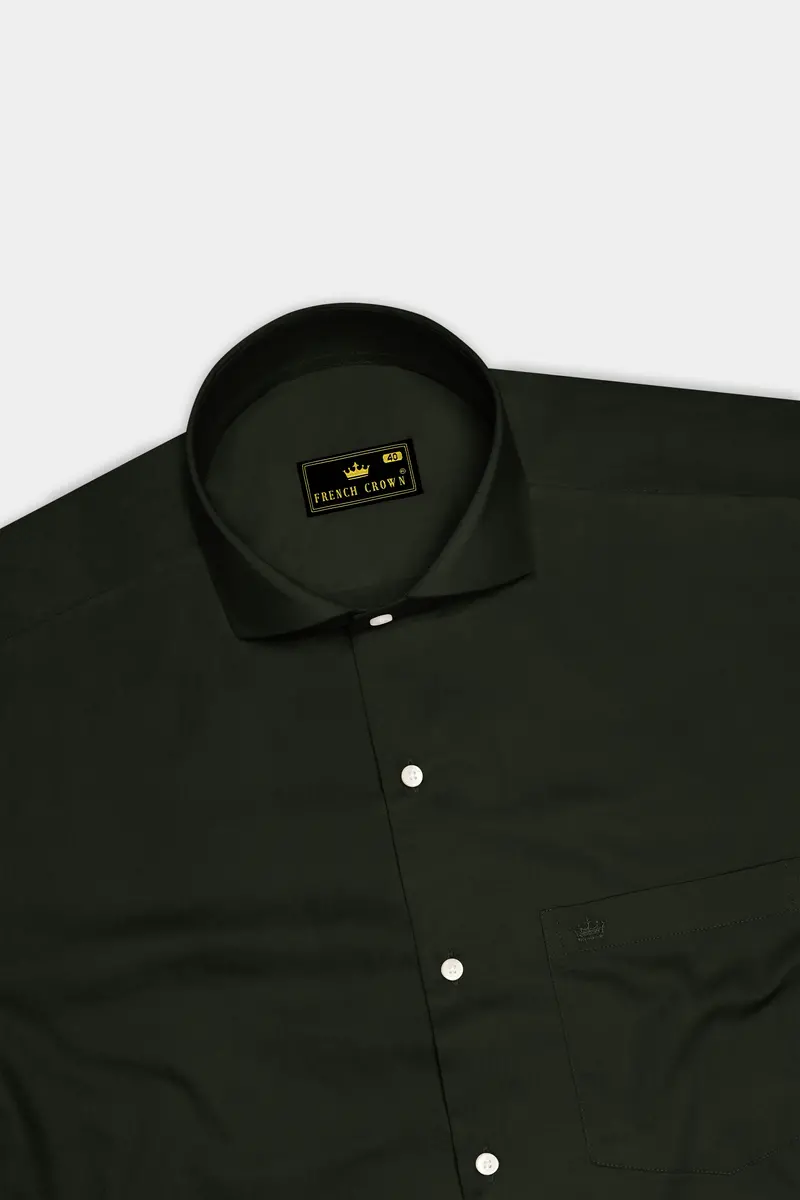 Emeron-Rangoon Green Subtle Sheen Super Soft Premium Cotton Cut Away Collar Dress Shirt 5
