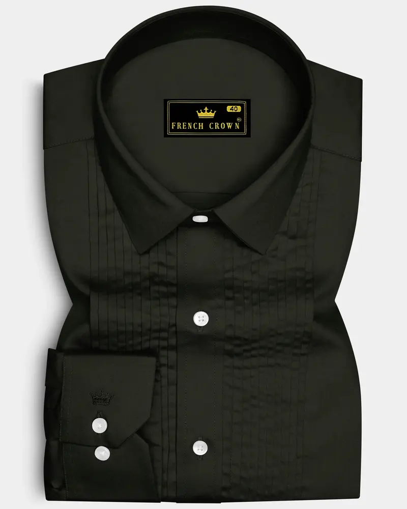Emeron-Rangoon Green Subtle Sheen Super Soft Premium Cotton Tuxedo Dress Shirt 1