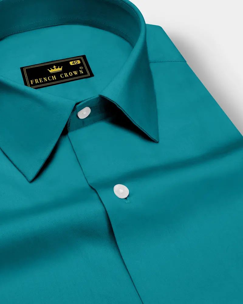 Emeron-Teal Green Subtle Sheen Super Soft Premium Cotton Dress Shirt 1