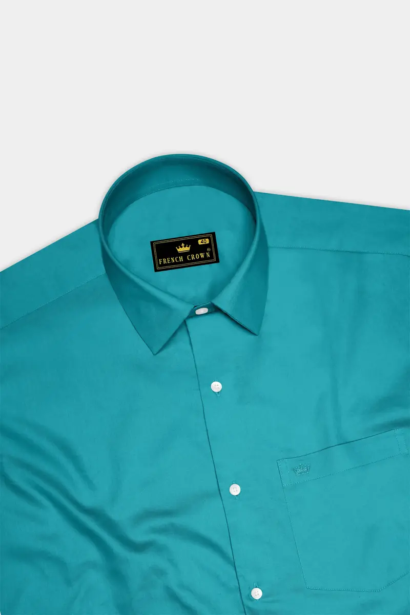 Emeron-Teal Green Subtle Sheen Super Soft Premium Cotton Dress Shirt 5