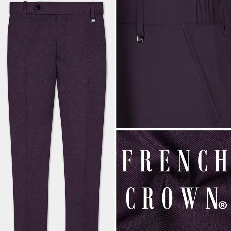 Eminence Purple Solid Wool Blend Stretchable Waistband Pant 1