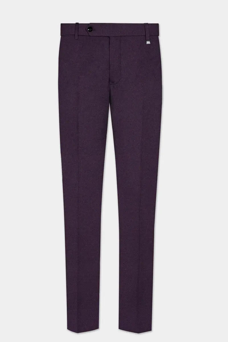 Eminence Purple Solid Wool Blend Stretchable Waistband Pant 2