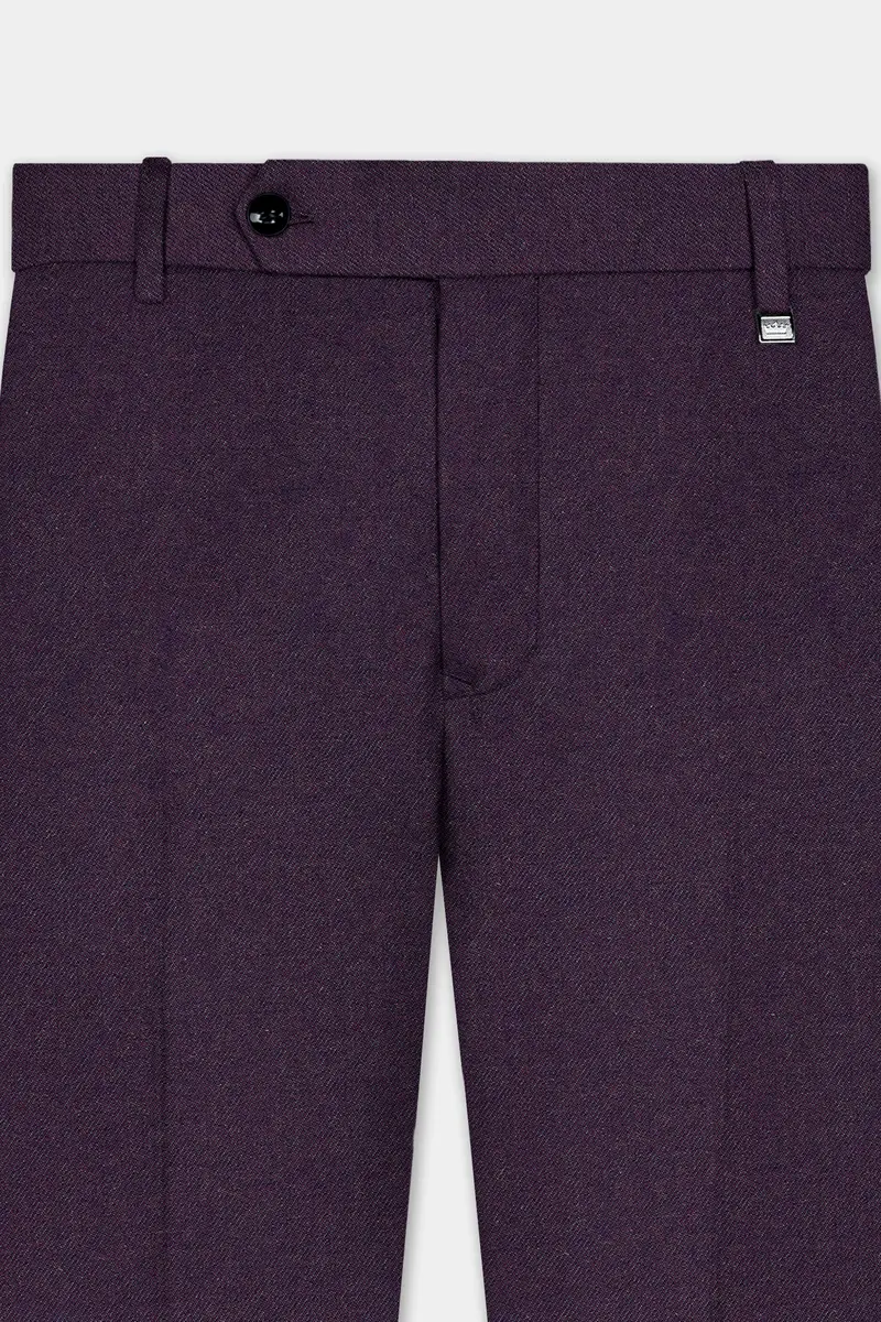 Eminence Purple Solid Wool Blend Stretchable Waistband Pant 4