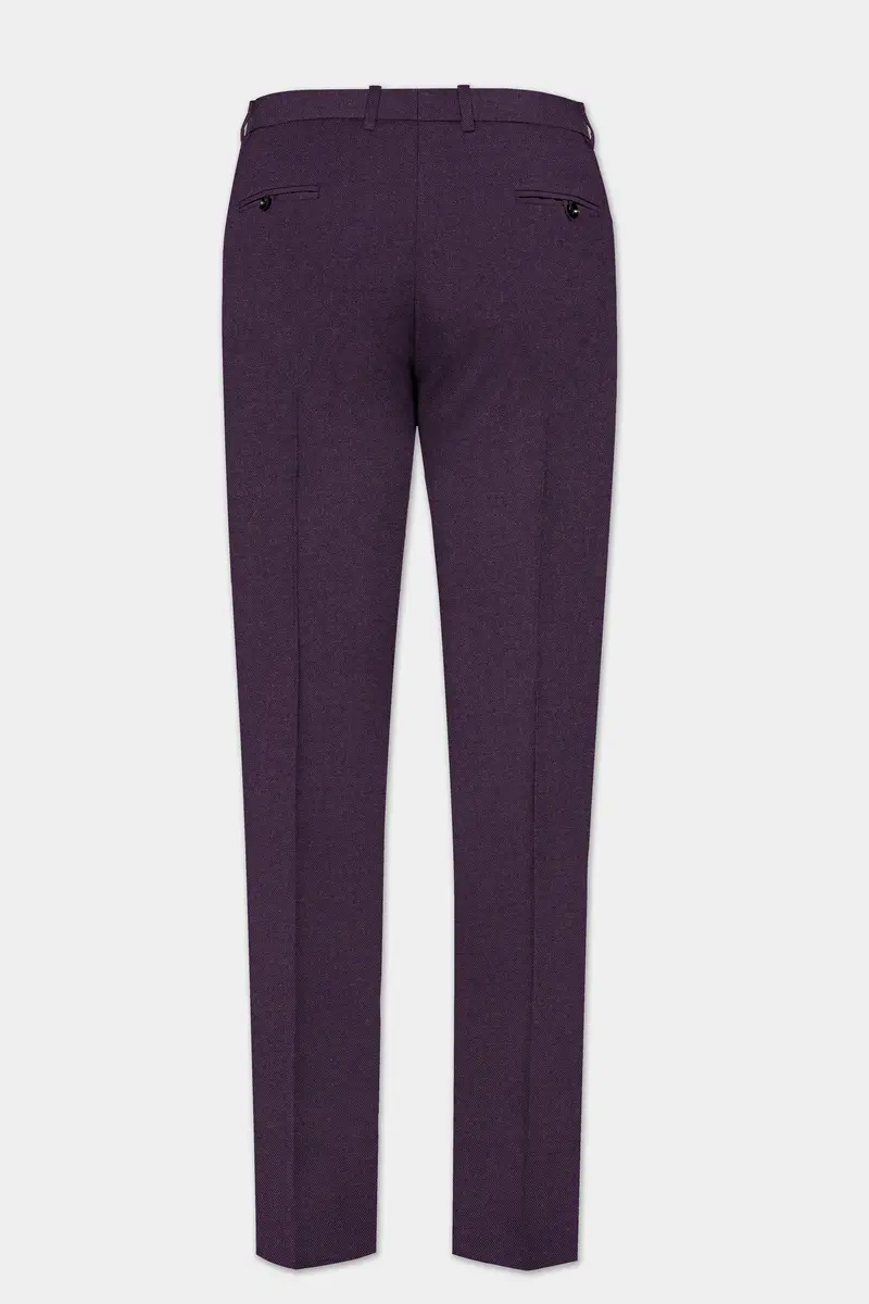 Eminence Purple Solid Wool Blend Stretchable Waistband Pant 5