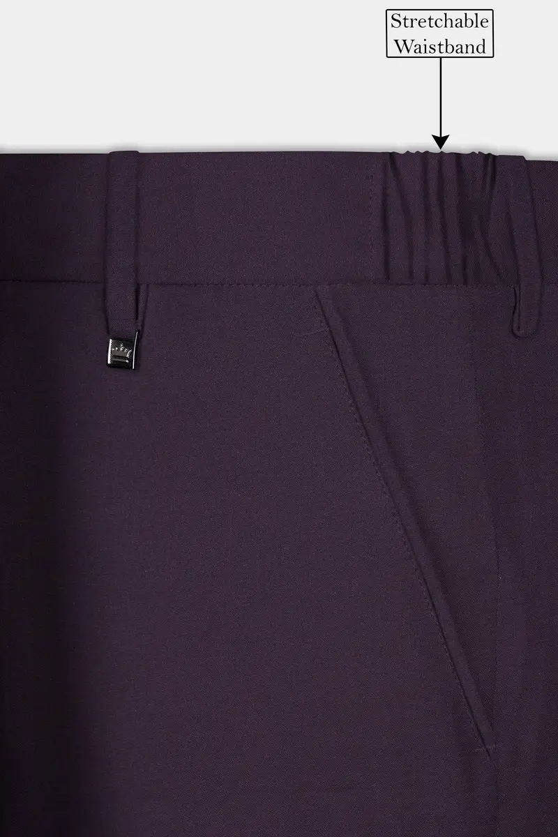 Eminence Purple Solid Wool Blend Stretchable Waistband Pant 6