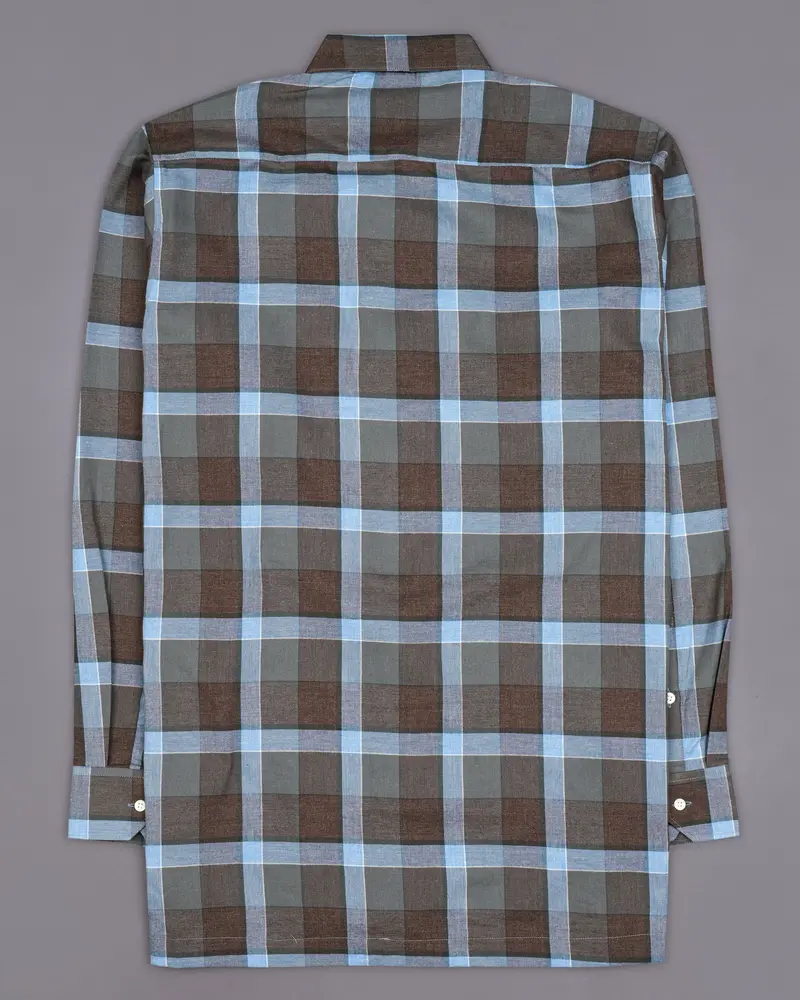 Emperor Brown With Carolina Blue Plaid Royal Oxford Overshirt/Shacket With Zipper Closure 7