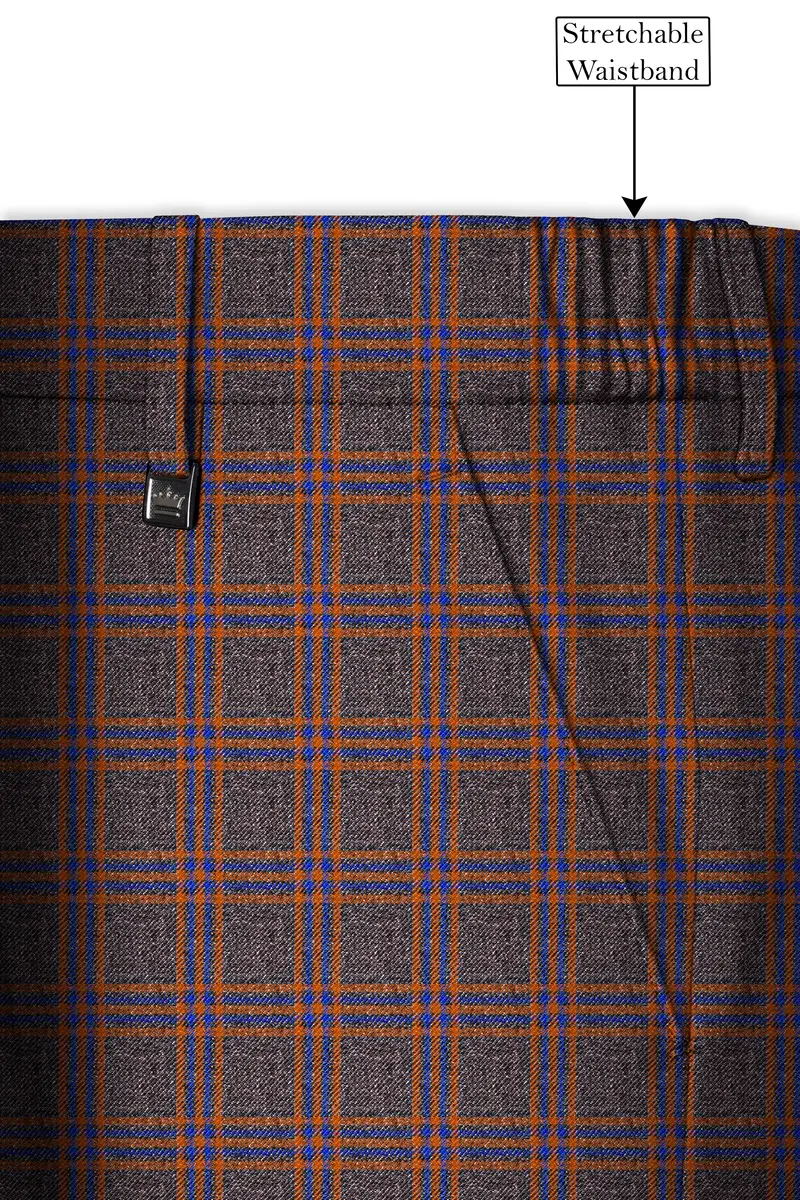 Emperor Gray And Russet Brown Plaid Tweed Double Breasted Suit 15