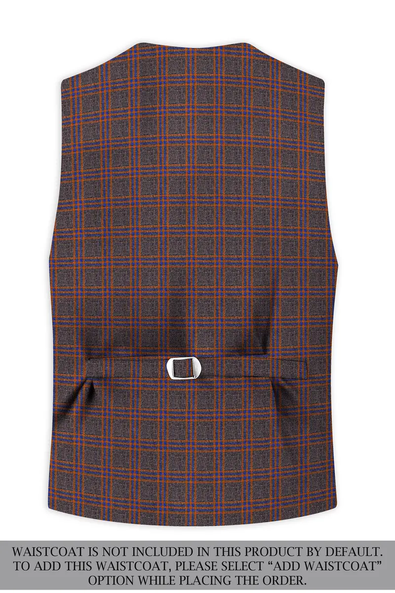 Emperor Gray And Russet Brown Plaid Tweed Double Breasted Suit 17