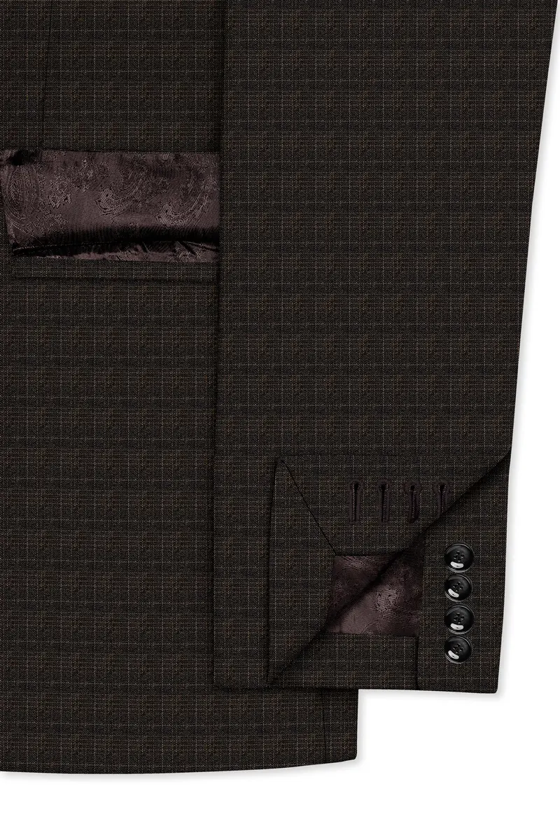 Emperor Gray With Hemlock Dark Brown Checkered Double Breasted Blazer 6