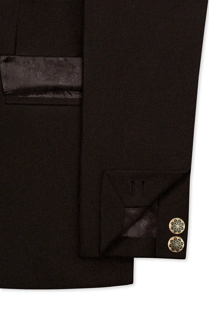English Walnut Brown Cross Placket Bandhgala Blazer 5
