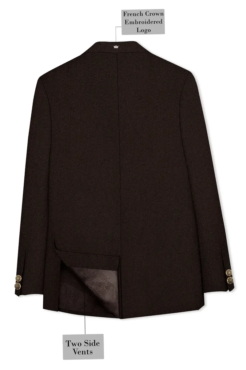English Walnut Brown Cross Placket Bandhgala Blazer 7