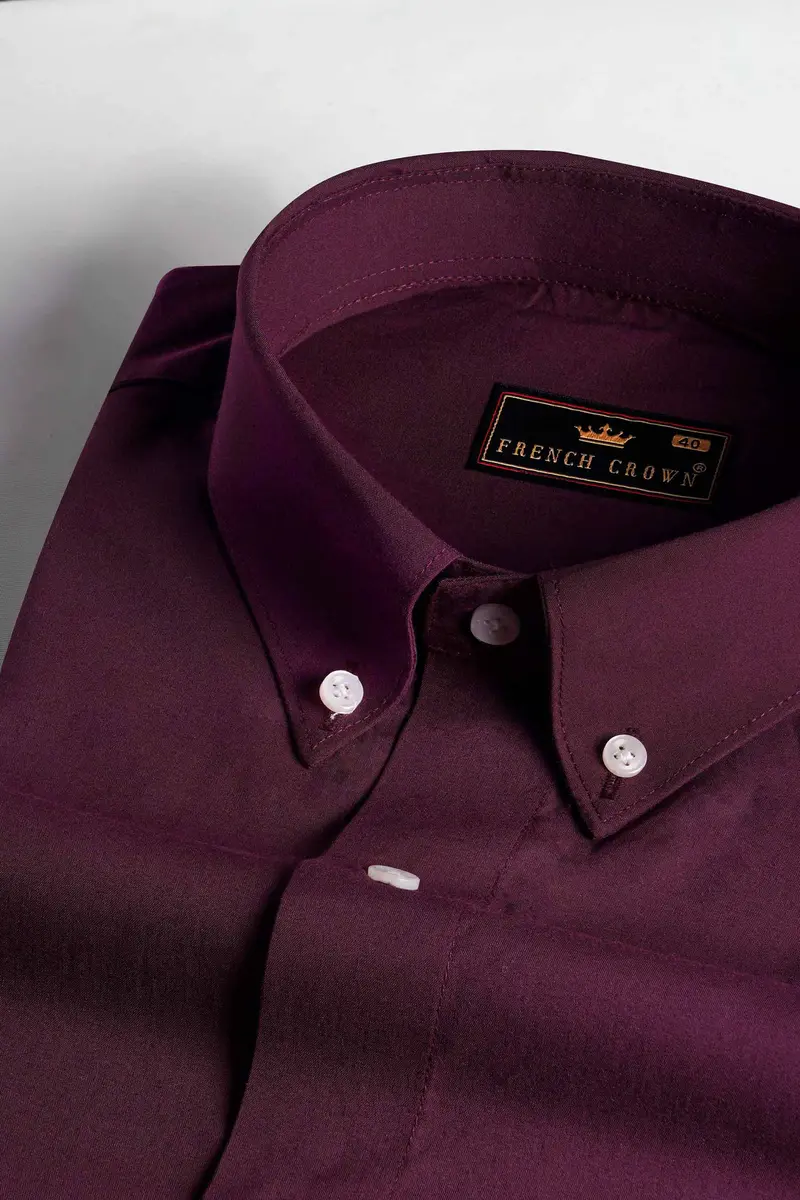 English Walnut Maroon Premium Cotton Shirt 1