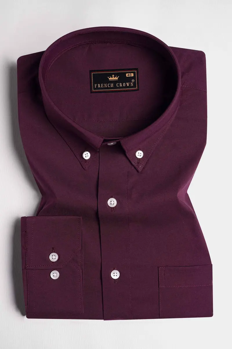 English Walnut Maroon Premium Cotton Shirt 3