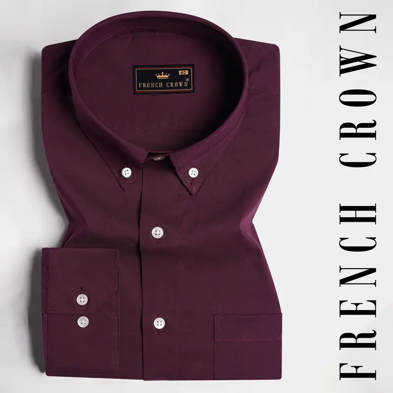 English Walnut Maroon Premium Cotton Shirt 6