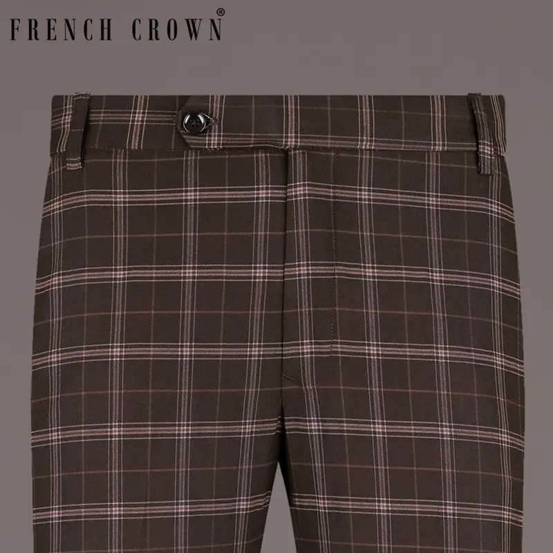 English Walnut Plaid Wool Rich Pant 1