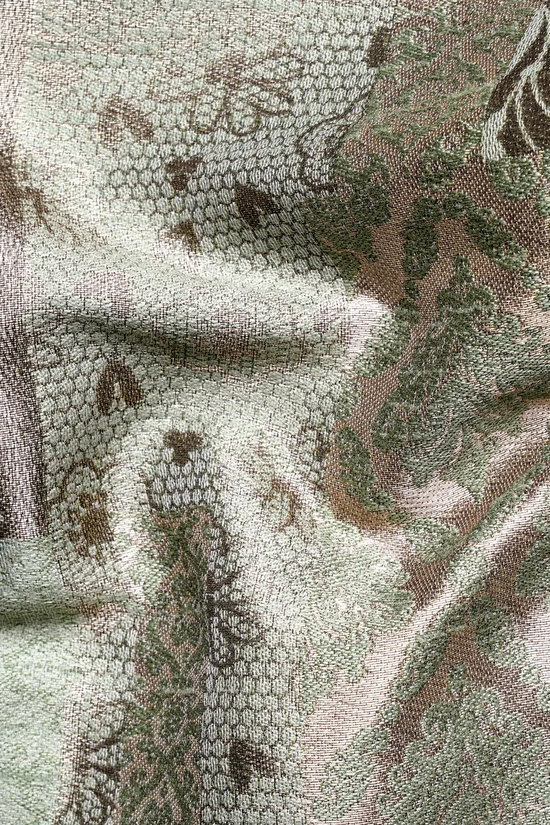 Envy Green And Opium Brown Geometric Jacquard Textured Designer Nehru Jacket 3