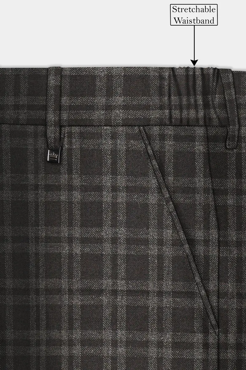 Espresso Brown Plaid Wool Blend Single Breasted Suit 15