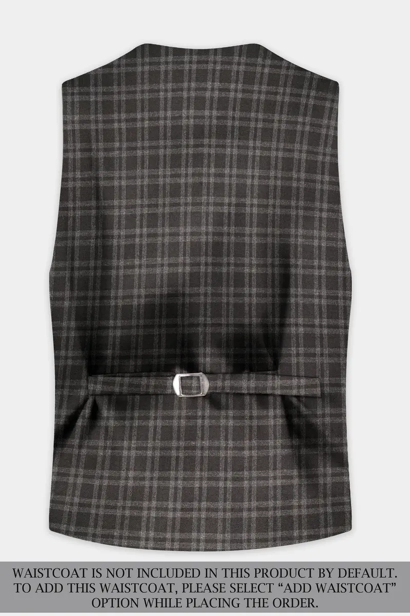 Espresso Brown Plaid Wool Blend Single Breasted Suit 17