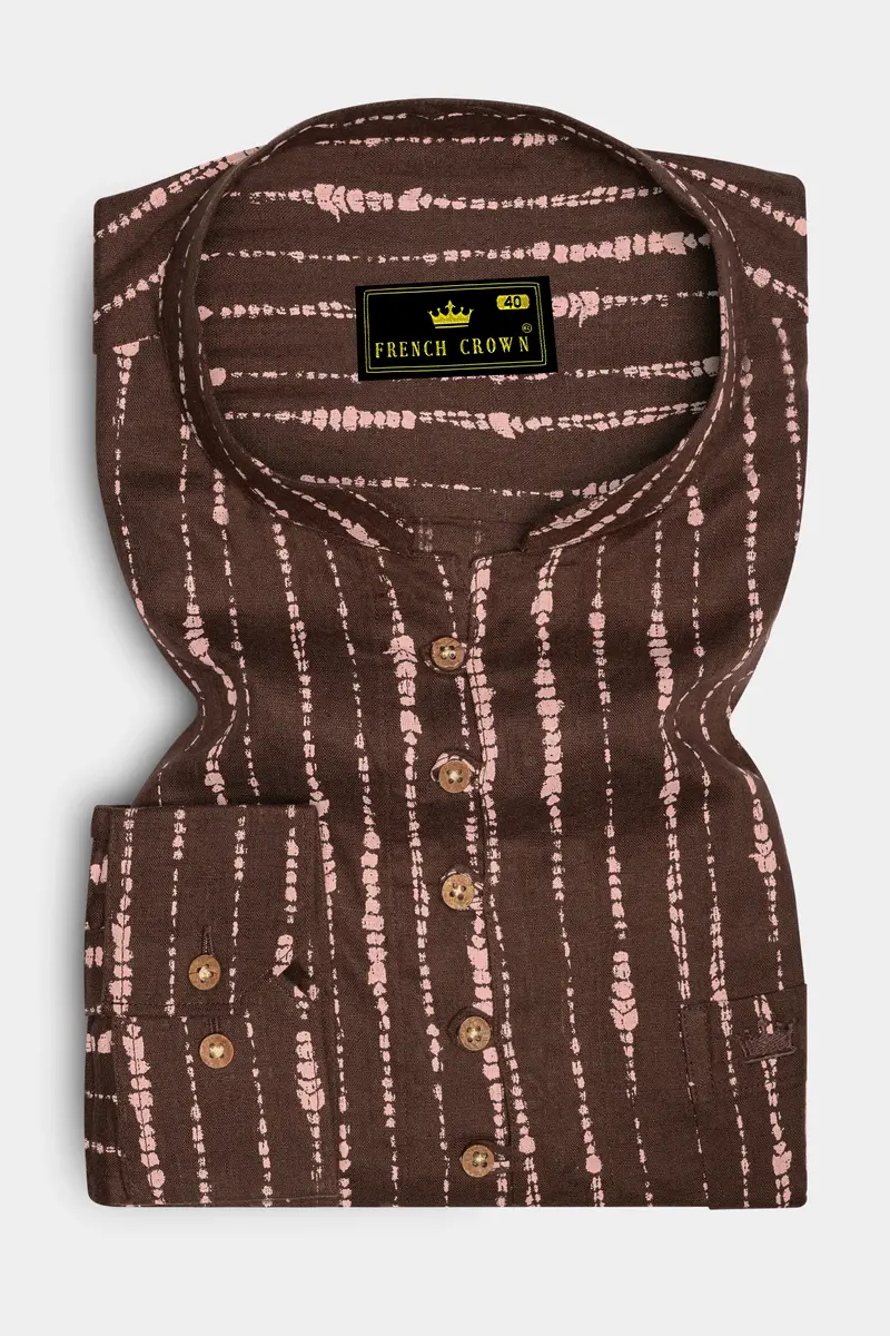 Espresso Brown Striped Kurta Shirt 2