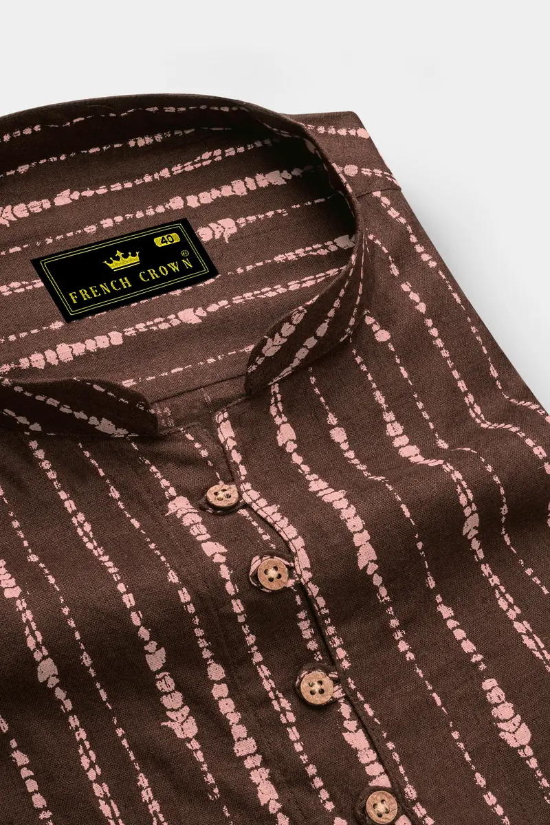 Espresso Brown Striped Kurta Shirt 4