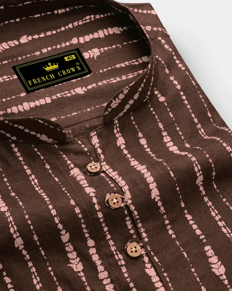 Espresso Brown Striped Kurta Shirt 6