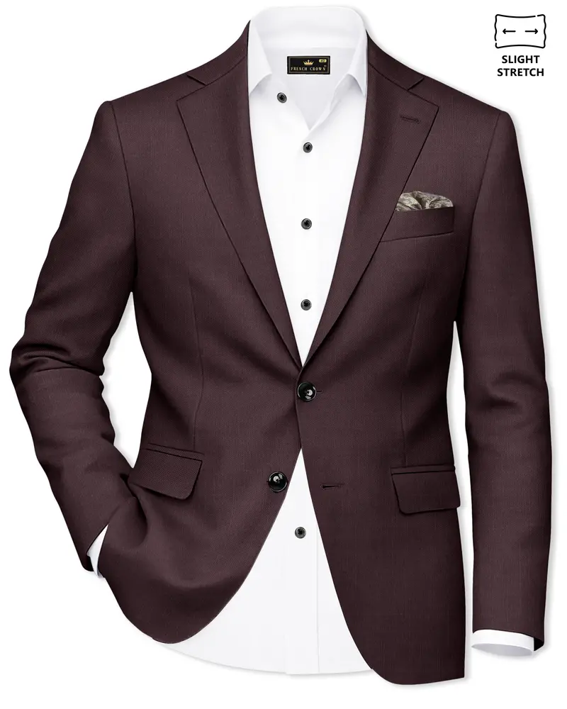 Espresso-Hickory Brown Solid Wool Rich Single Breasted Slight Stretch Blazer 1