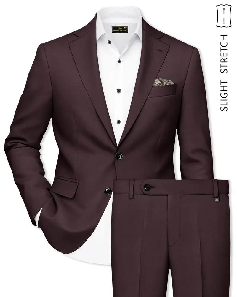 Espresso-Hickory Brown Solid Wool Rich Single Breasted Slight Stretch Suit 1