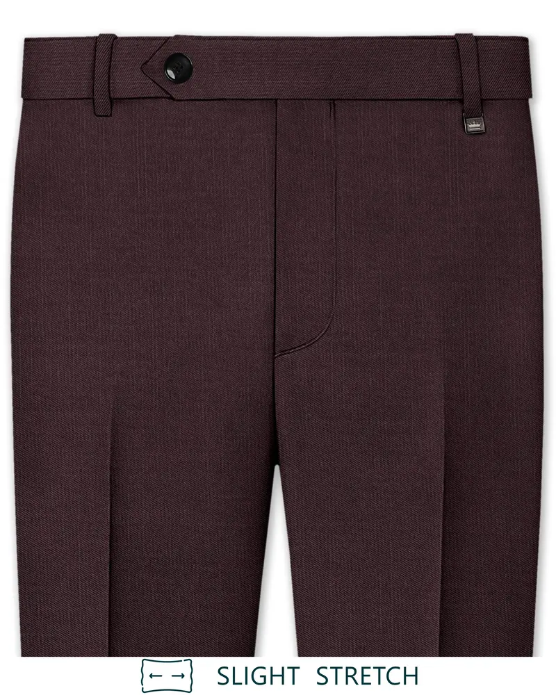 Espresso-Hickory Brown Solid Wool Rich Slight Stretch Waistband Pant 1