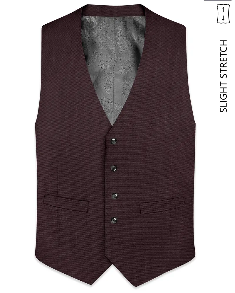 Espresso-Hickory Brown Solid Wool Rich Slight Stretch Waistcoat 1