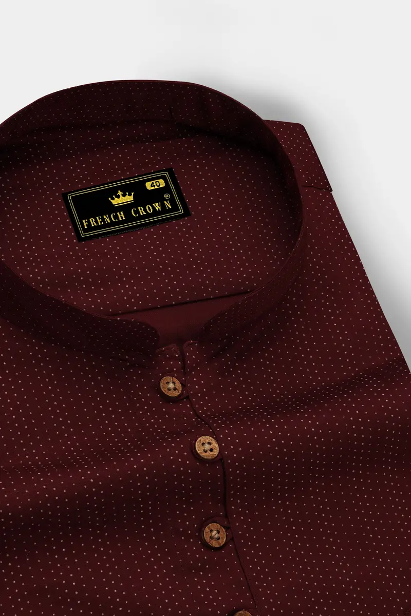 Espresso Maroon With Bizarre Cream Super Soft Premium Cotton Kurta Shirt 4
