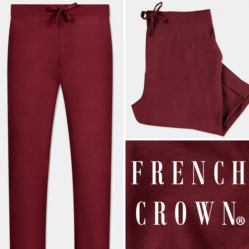 Espresso Red Luxurious Linen Lounge Pant 1