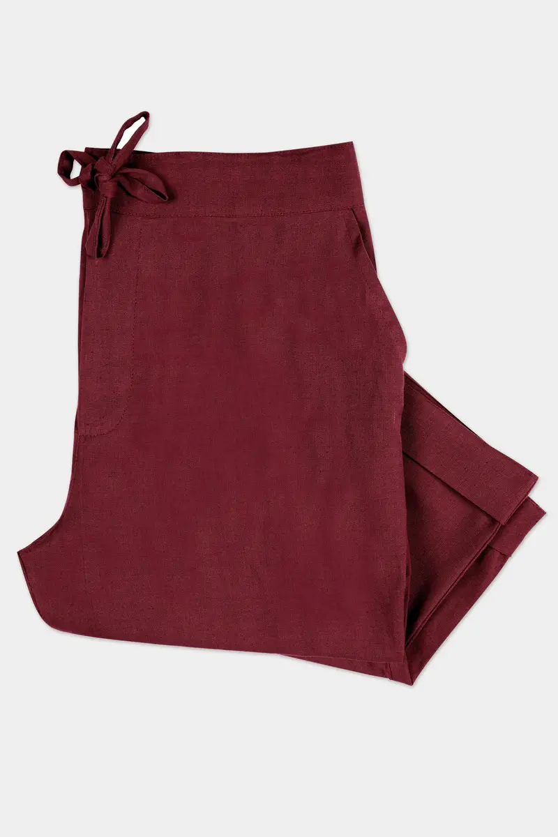 Espresso Red Luxurious Linen Lounge Pant 4