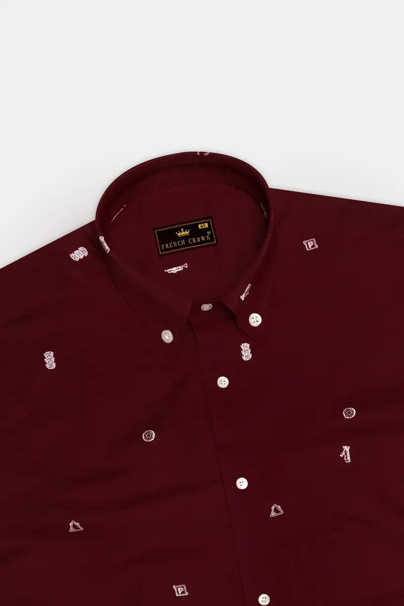 Espresso Red Printed Luxurious Linen Shirt 5