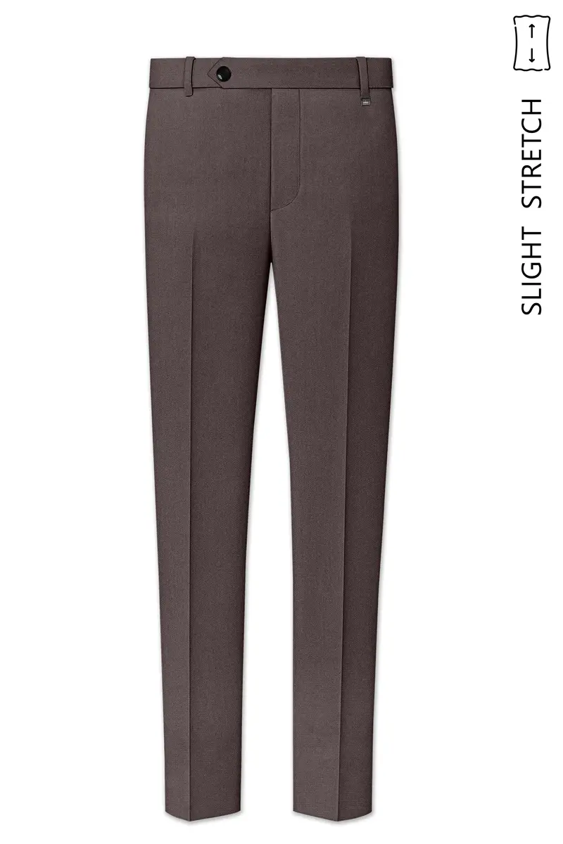 Estate-Fuscous Brown Diamond Textured Wool Rich Slight Stretch Single Breasted Suit 13