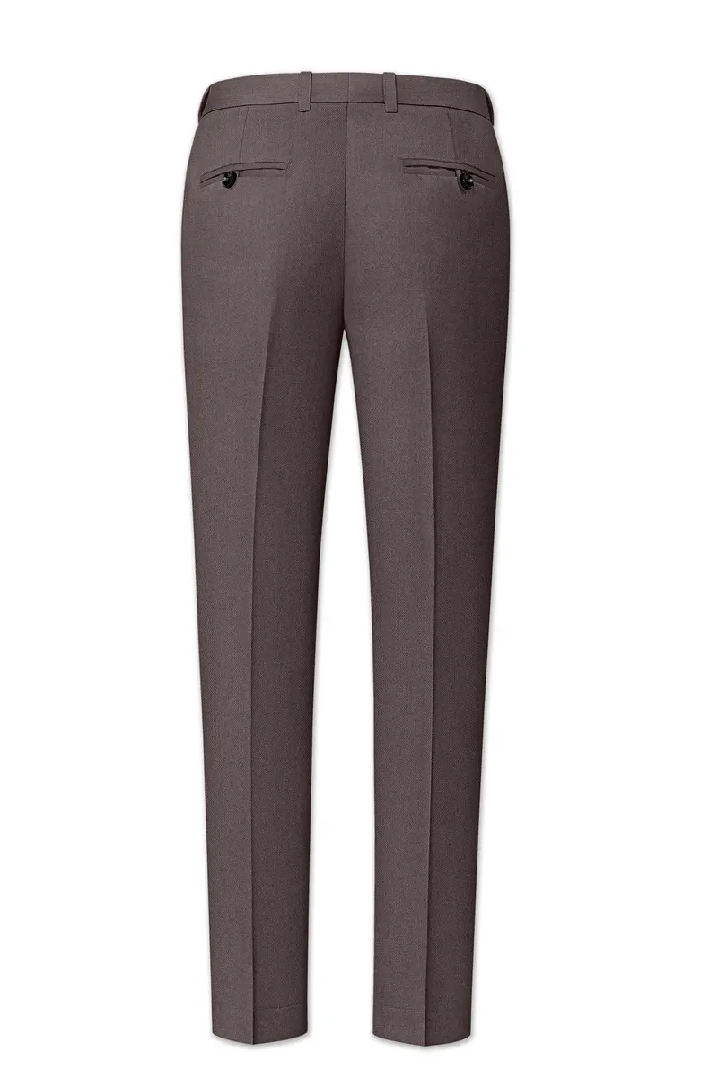 Estate-Fuscous Brown Diamond Textured Wool Rich Slight Stretch Single Breasted Suit 14