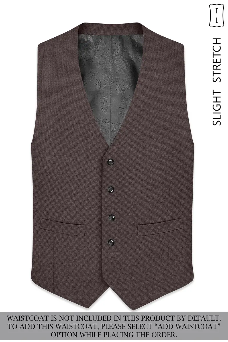 Estate-Fuscous Brown Diamond Textured Wool Rich Slight Stretch Single Breasted Suit 16