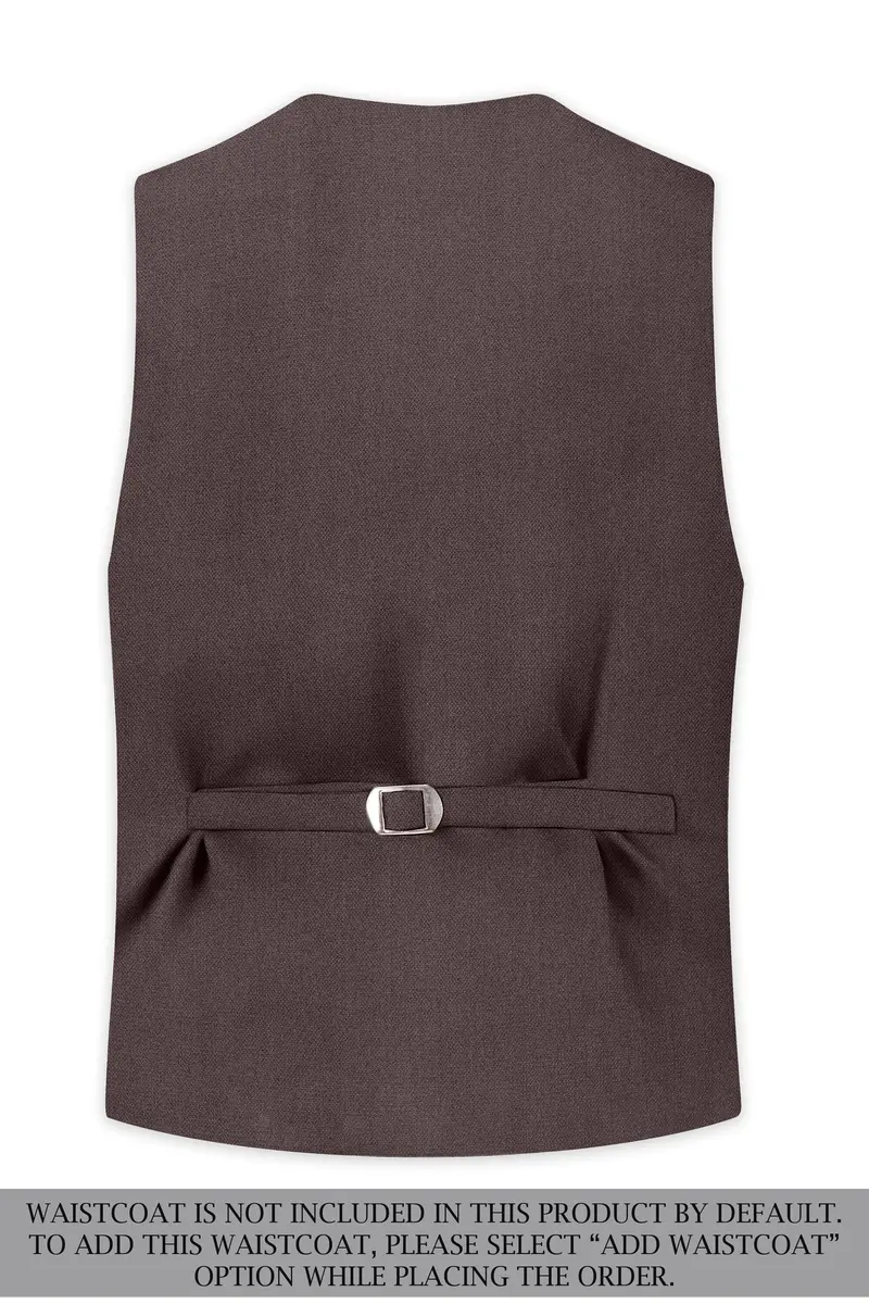 Estate-Fuscous Brown Diamond Textured Wool Rich Slight Stretch Single Breasted Suit 17