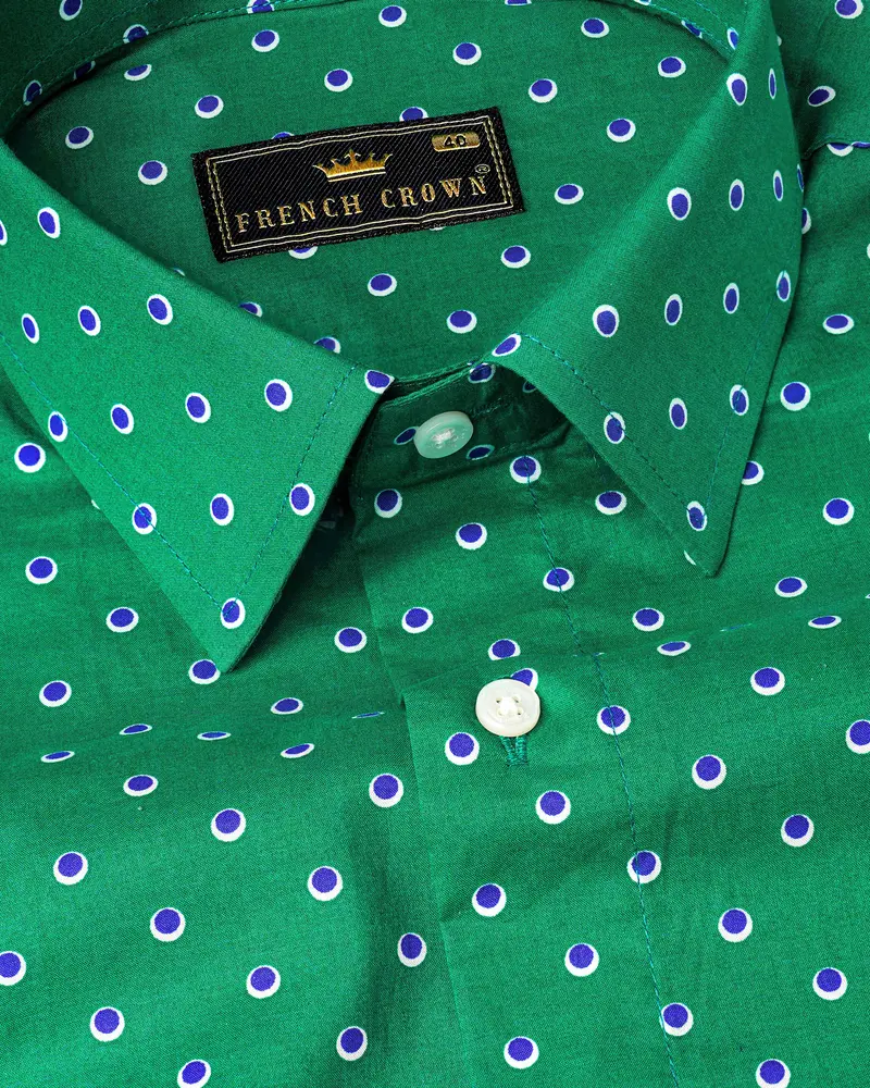 Eucalyptus Green Evil Eye Printed Premium Cotton Shirt 1