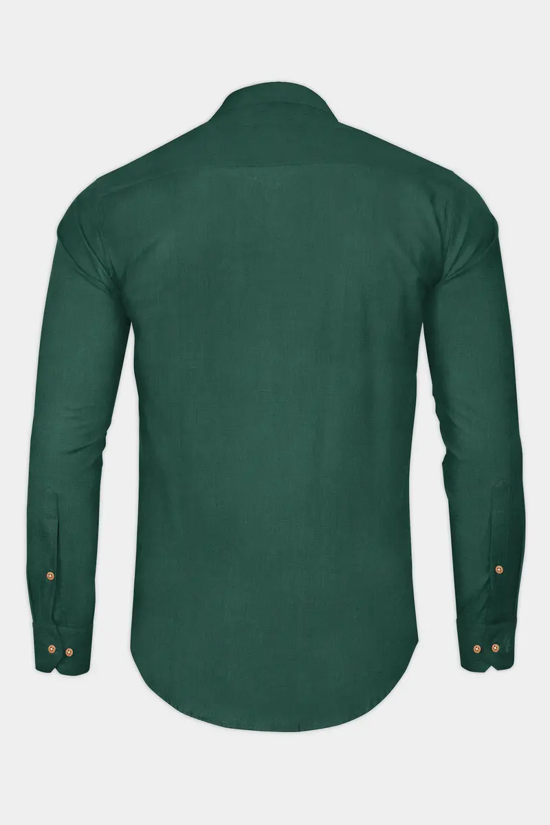 Everglade Green Luxurious Linen Kurta Shirt 6