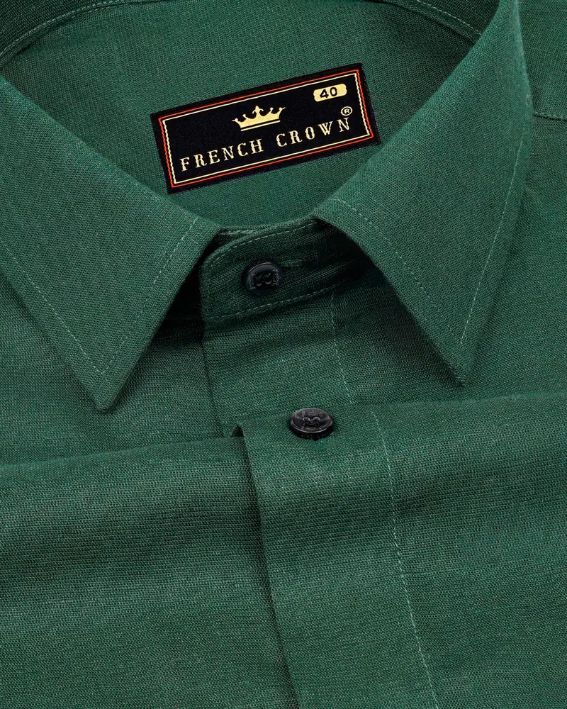 Everglade Green Luxurious Linen Shirt 1