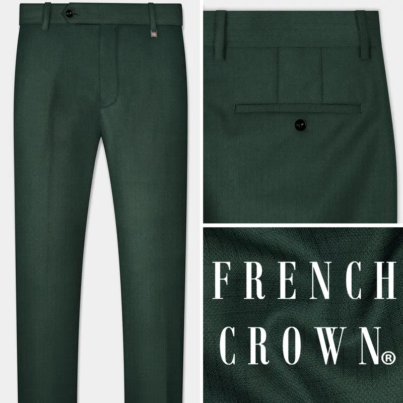 Everglade Green Plain Solid Wool Blend Pant 1