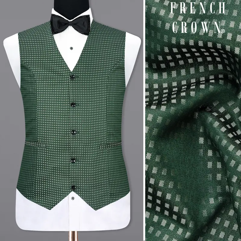 Everglade Green Square Textured Waistcoat 1