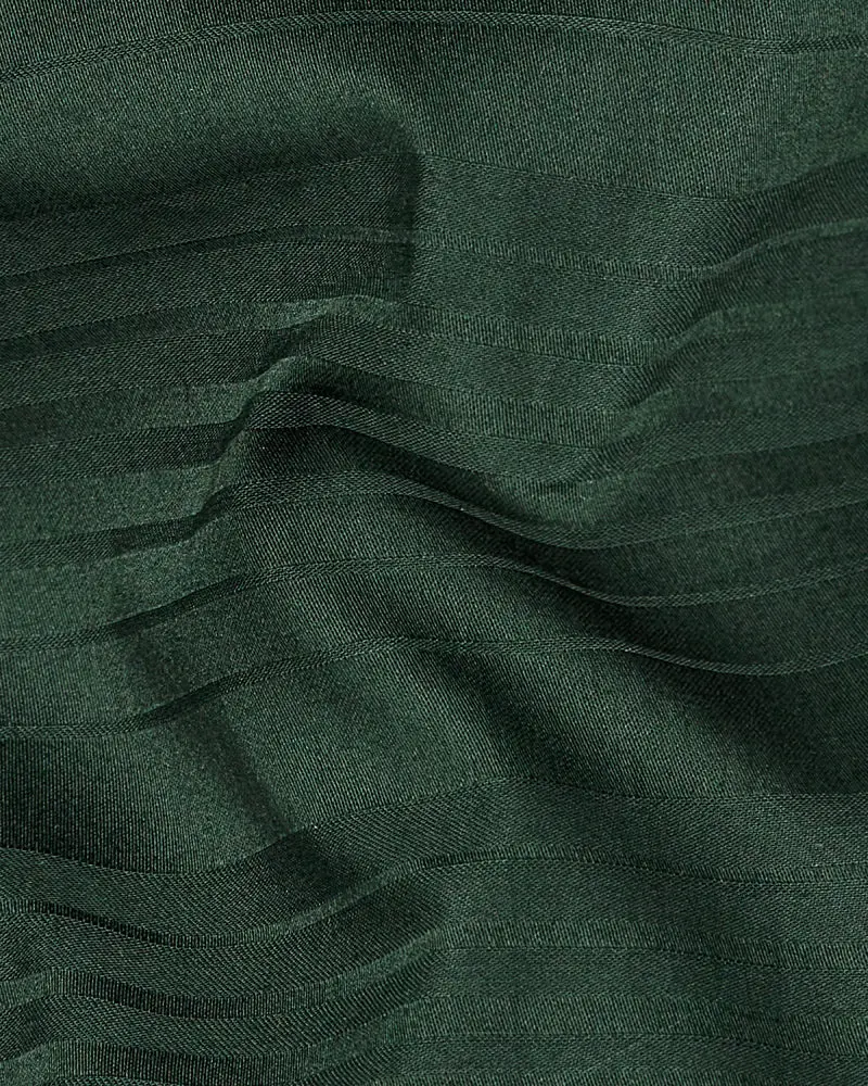 Everglade Green Subtle Striped Dobby Textured Premium Giza Cotton Shirt 2