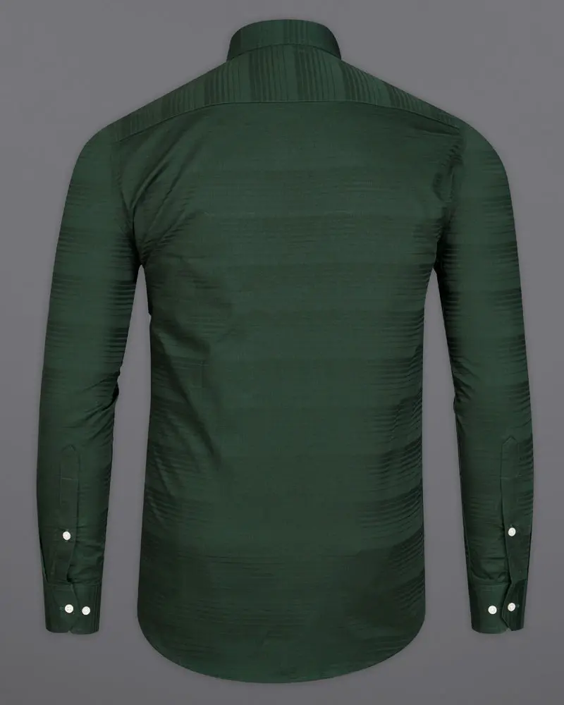 Everglade Green Subtle Striped Dobby Textured Premium Giza Cotton Shirt 6